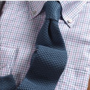Ben Silver Classic Silk Knit Tie in Slate Blue
